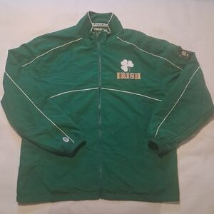 Donegal Bay Men’s Large Irish Track Jacket Green Shamrock Full Zip NWT